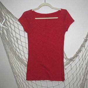 4 PAIX Coral Scoop Neck Short Sleeve Slub Cotton Tee M